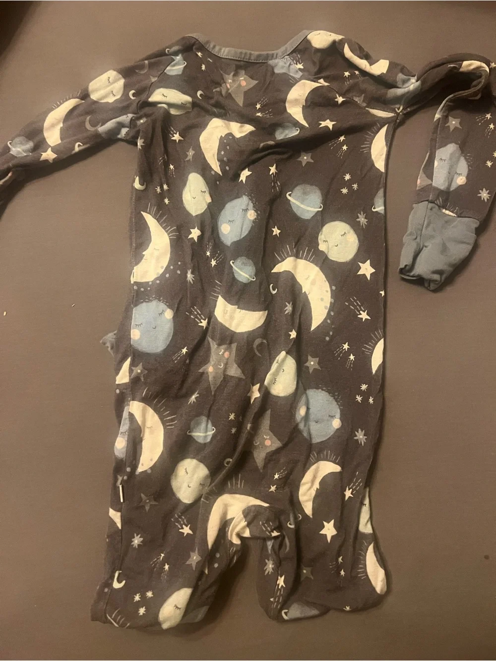 Little sleepies Moon & Stars Pajama footies - Gray/Blue